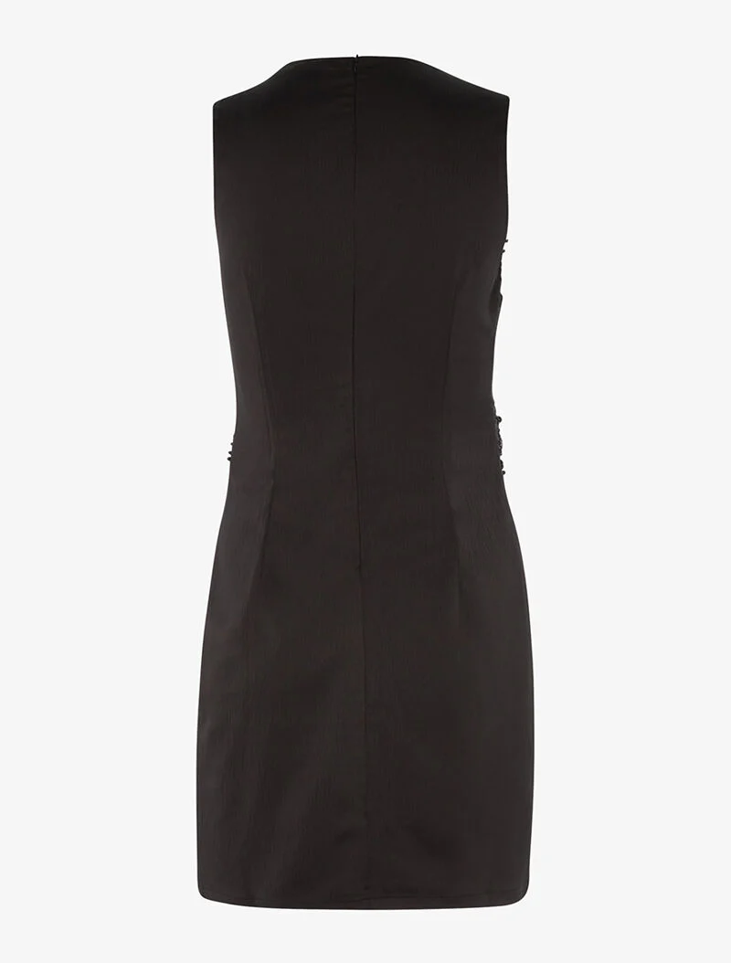 Cocktailjurk met haak- en pareldetails - zwart - Image 2