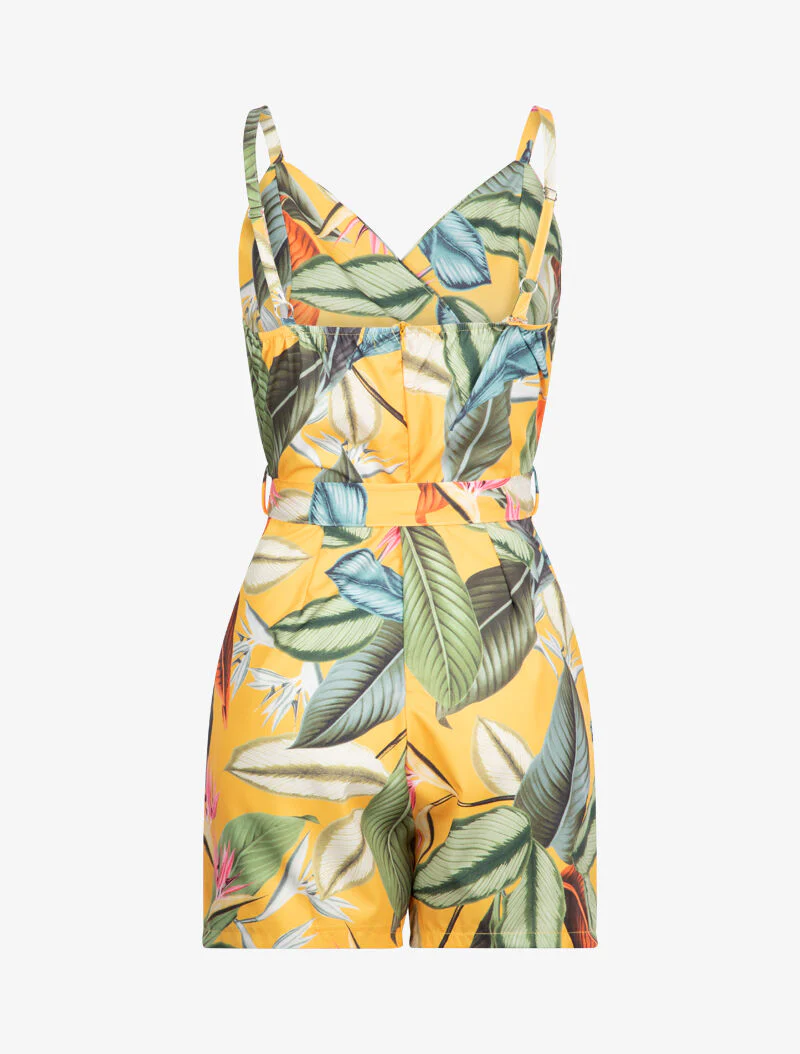 Combi-short met bladerenprint - geel - Image 3