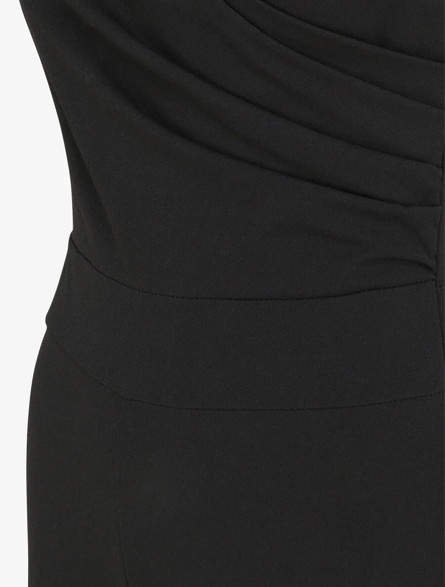 Flare wikkeljurk met drapering - Zwart - Image 6