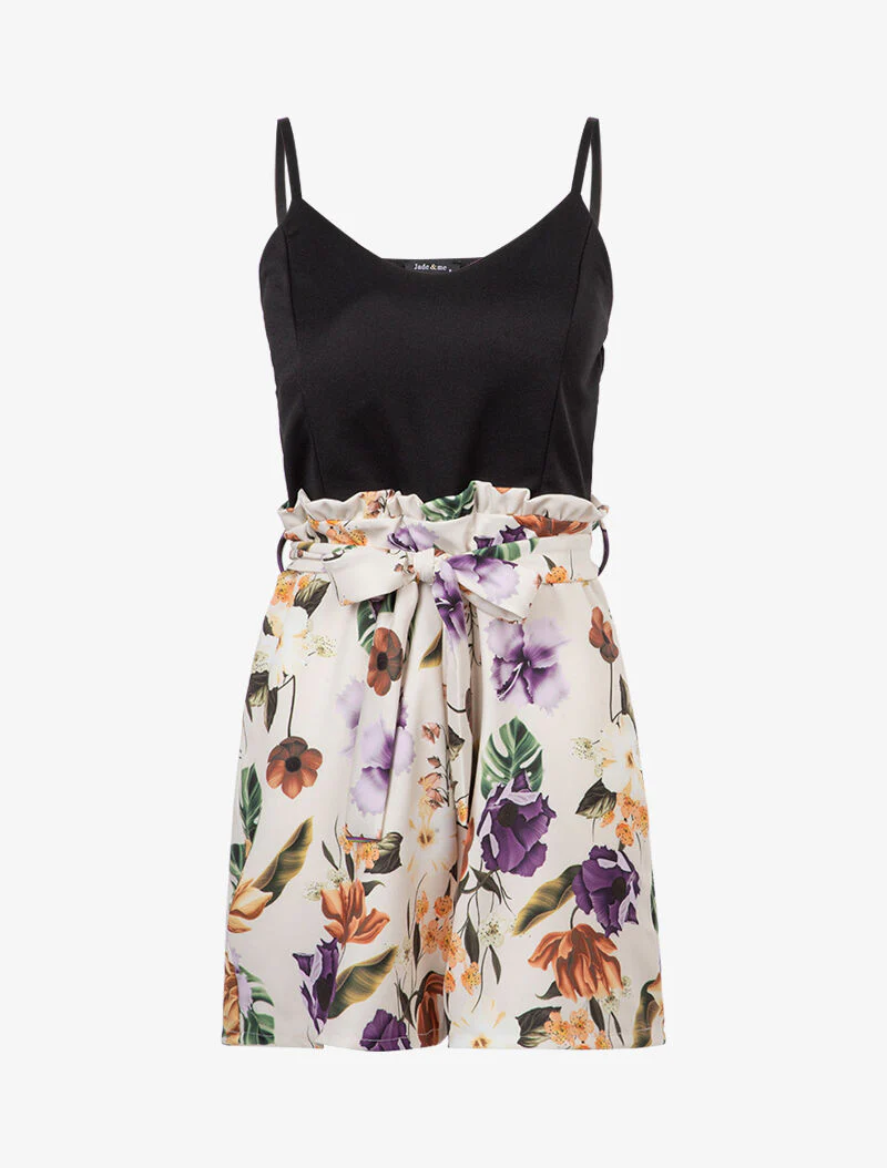 Combinatie jumpsuit met bloemenprint - beige - Image 2