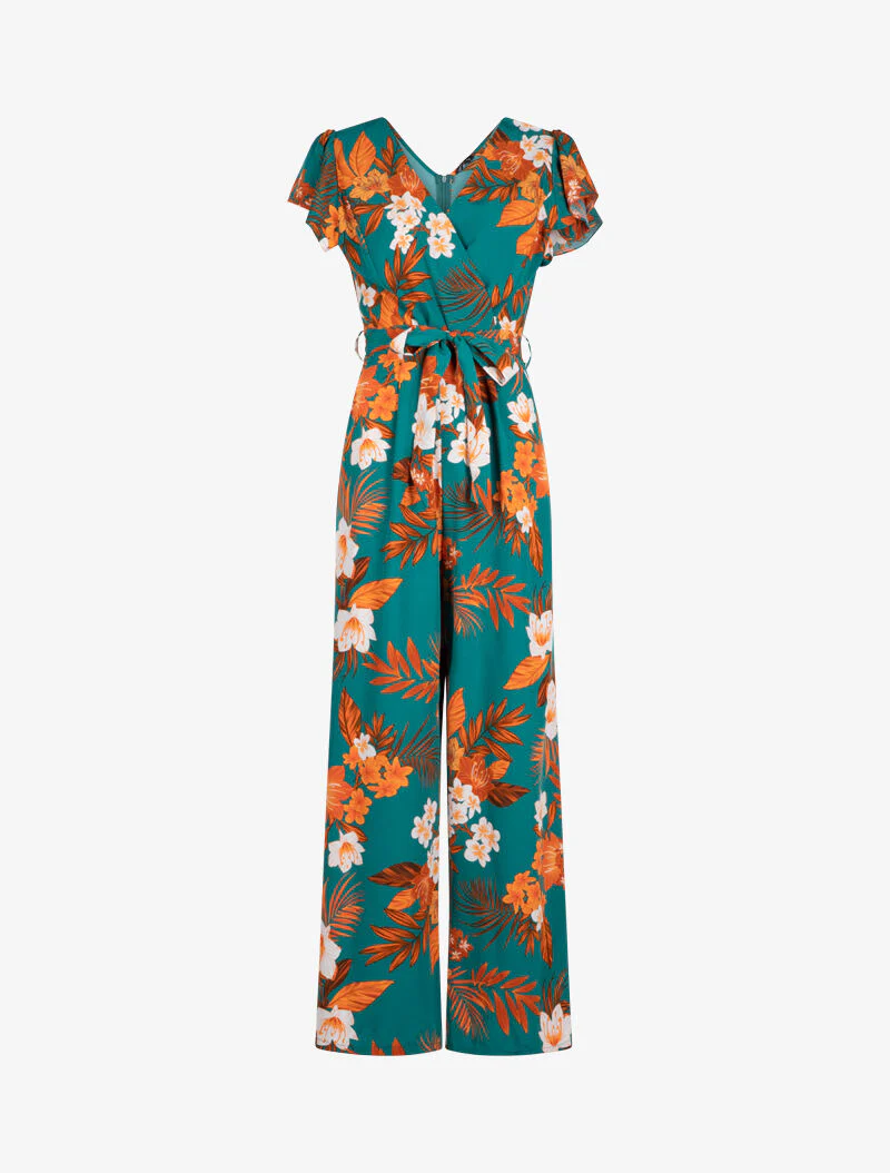Combinatie met prints en volantmouwen - donkergroen - Image 2