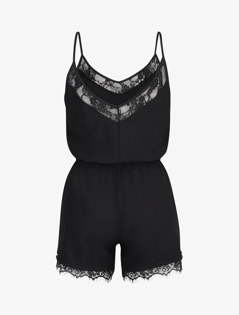 Combinatiekorte broek met kanten randen - zwart - Image 2