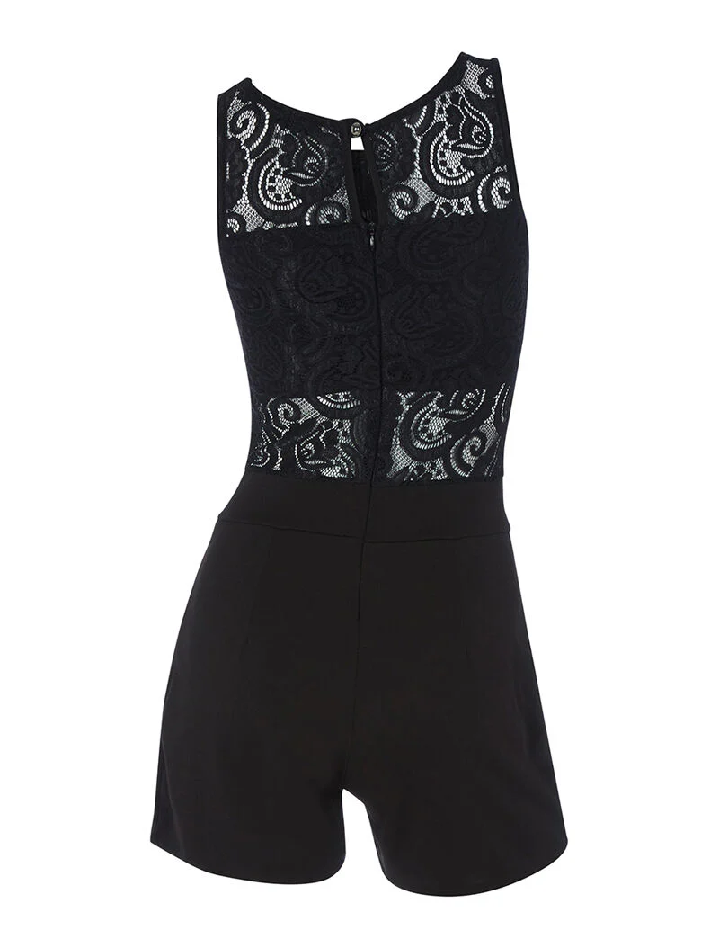 Jumpsuit buste opengewerkt kant - zwart - Image 2