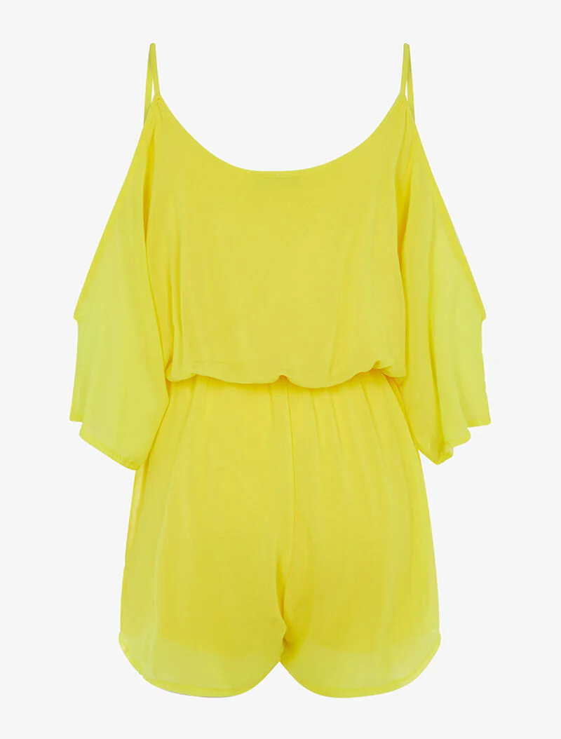 Jumpsuit in fijne voile met getailleerde taille - geel - Image 2