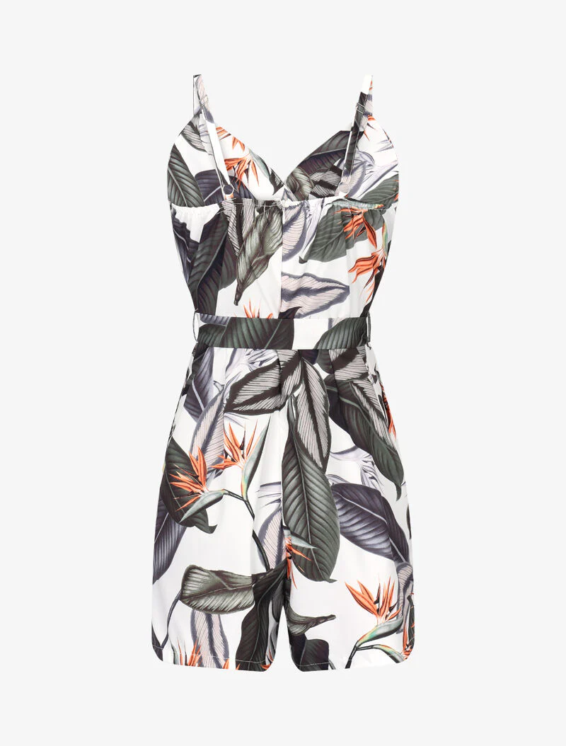 Jumpsuit met bladprint - wit - Image 2