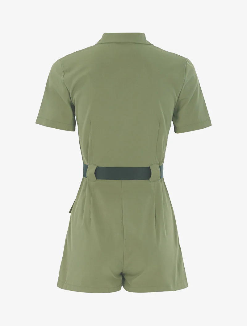 Jumpsuit met contrasterende details - kaki - Image 2