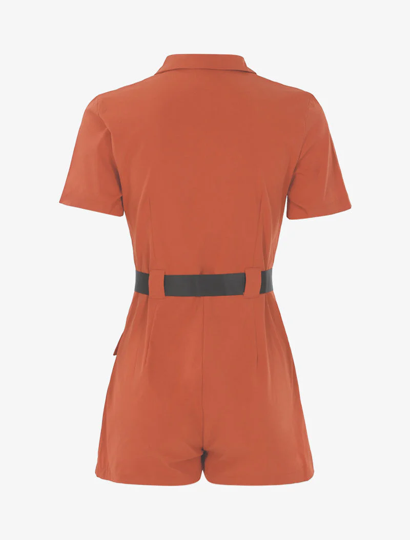 Jumpsuit met contrasterende details - oranje - Image 2