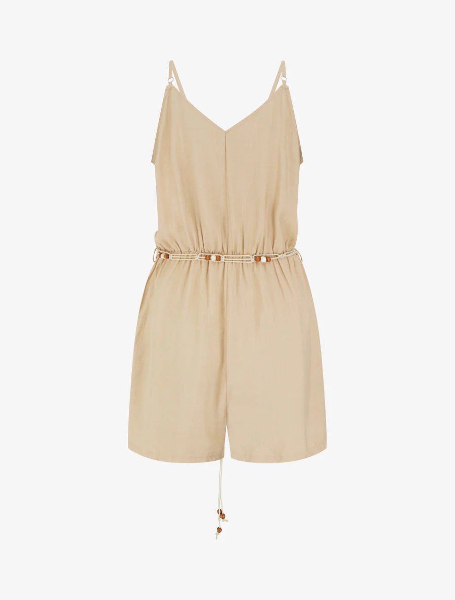 Combishort met fijne bandjes en fantasiekraag - Beige - Image 2