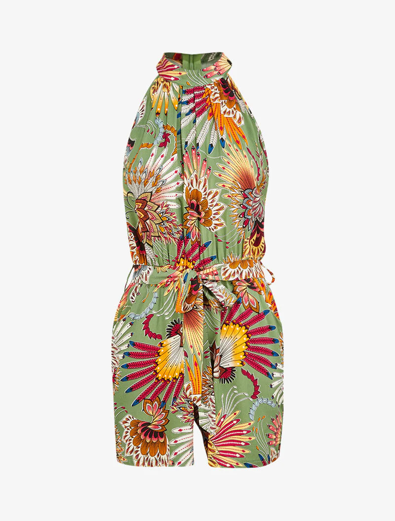 Grafische print jumpsuit - kaki - Image 2