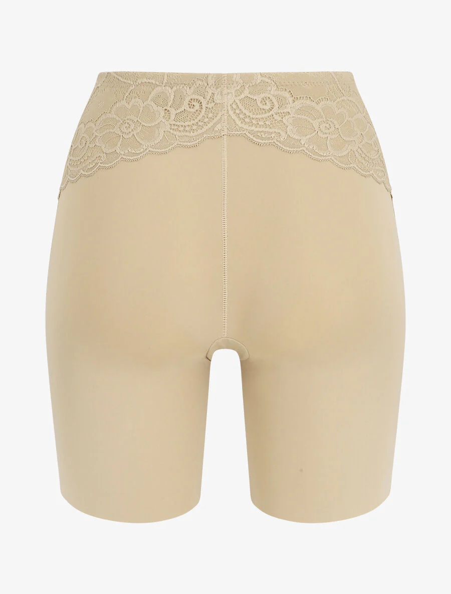 Corrigerende short met hoge taille en kant - Beige - Image 2