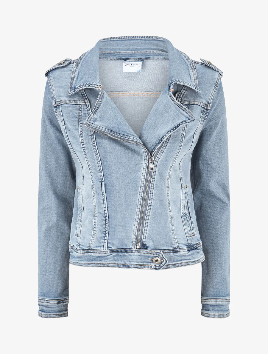 Denim jas met rits - blauw
