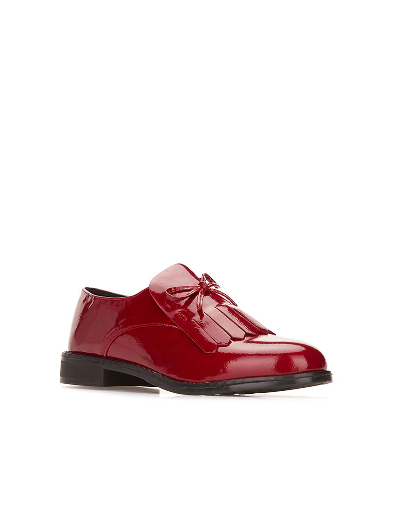 Gelakte derby's met franjes - rood - Image 2