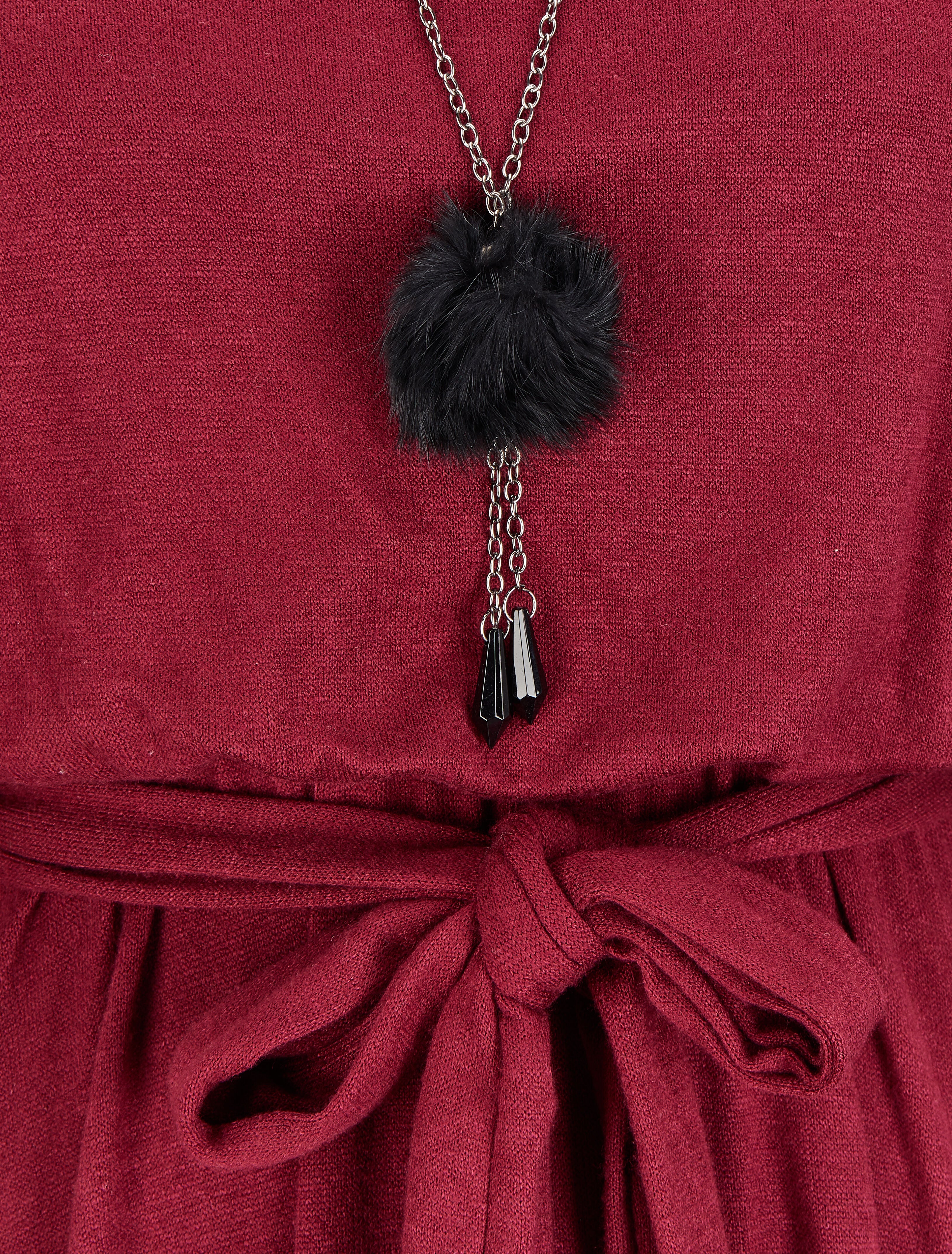Dolman mouw A-lijn trui jurk - Bordeaux - Image 3