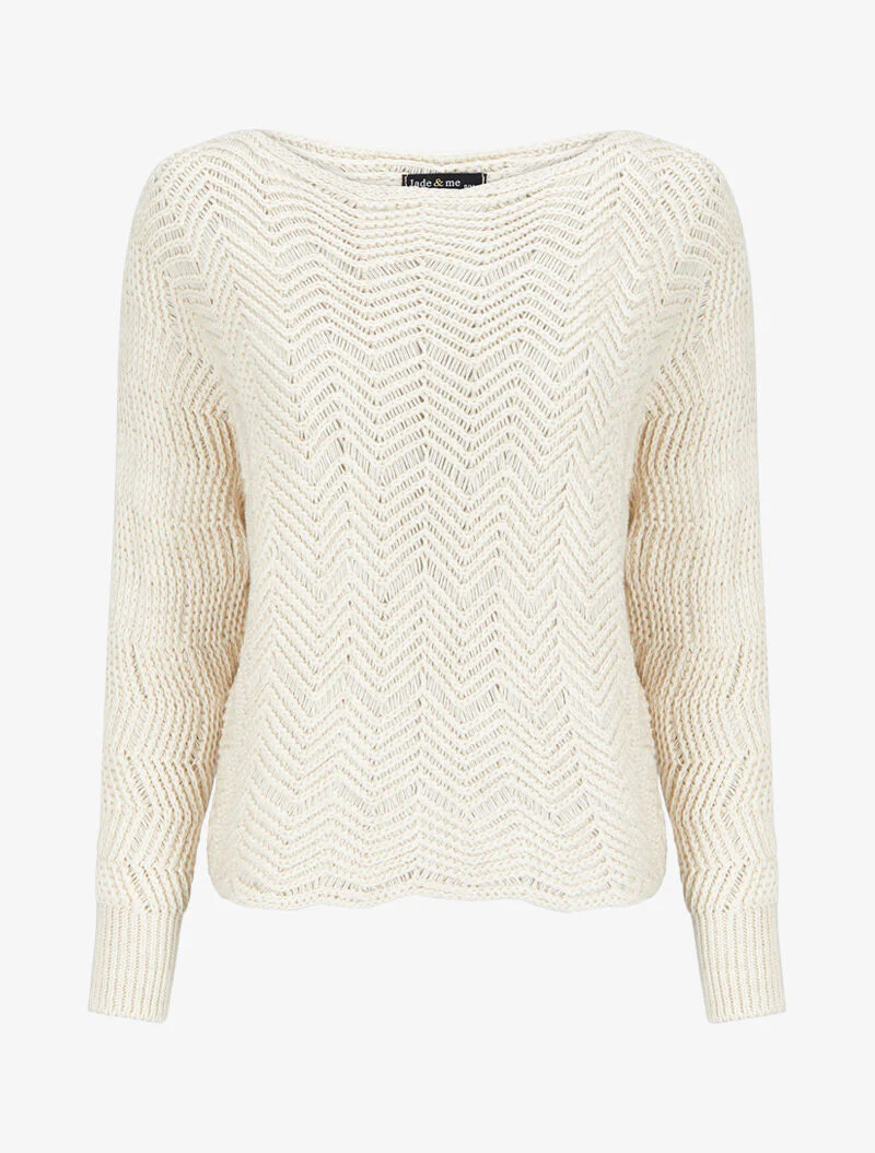 Dolman mouw gebreide trui met kant effect - Beige
