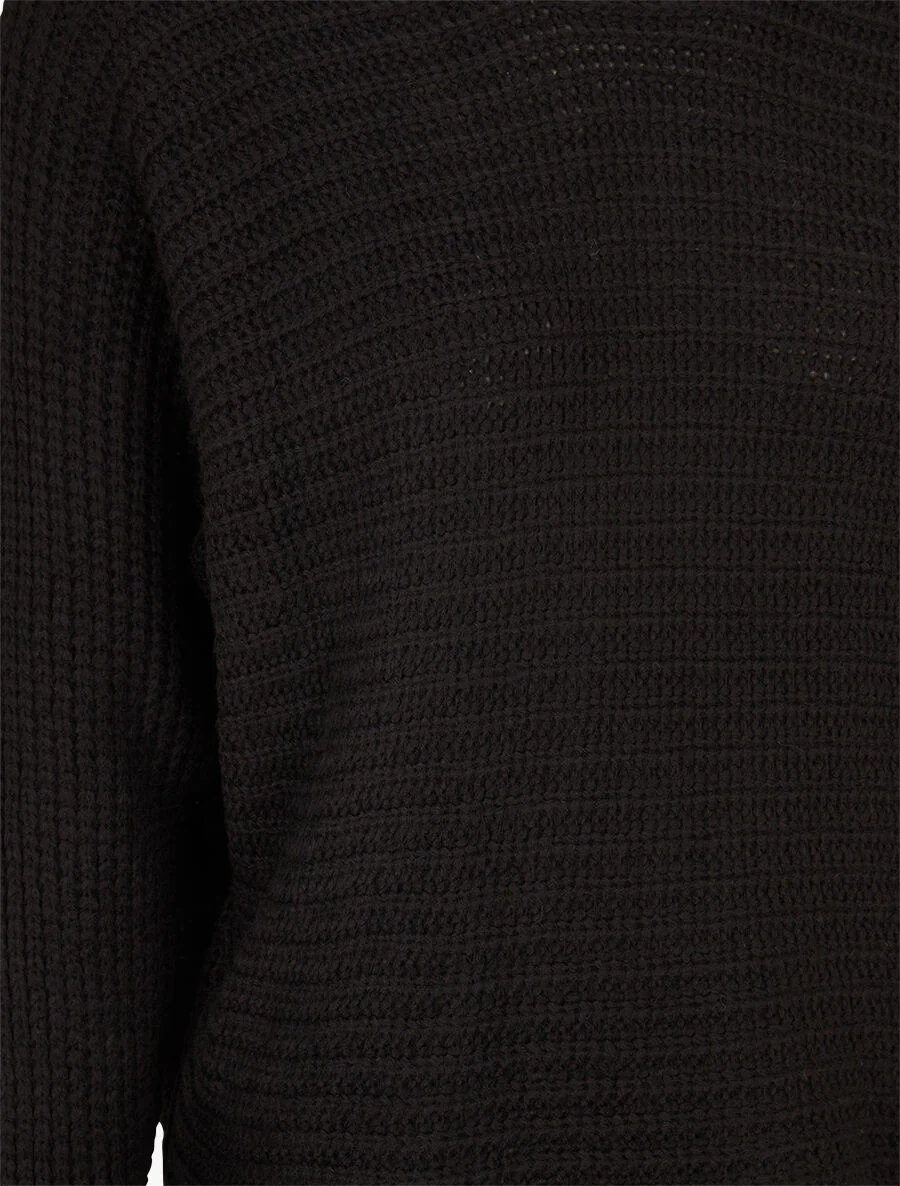 Dolman-trui in grof ribbreisel - Zwart - Image 3