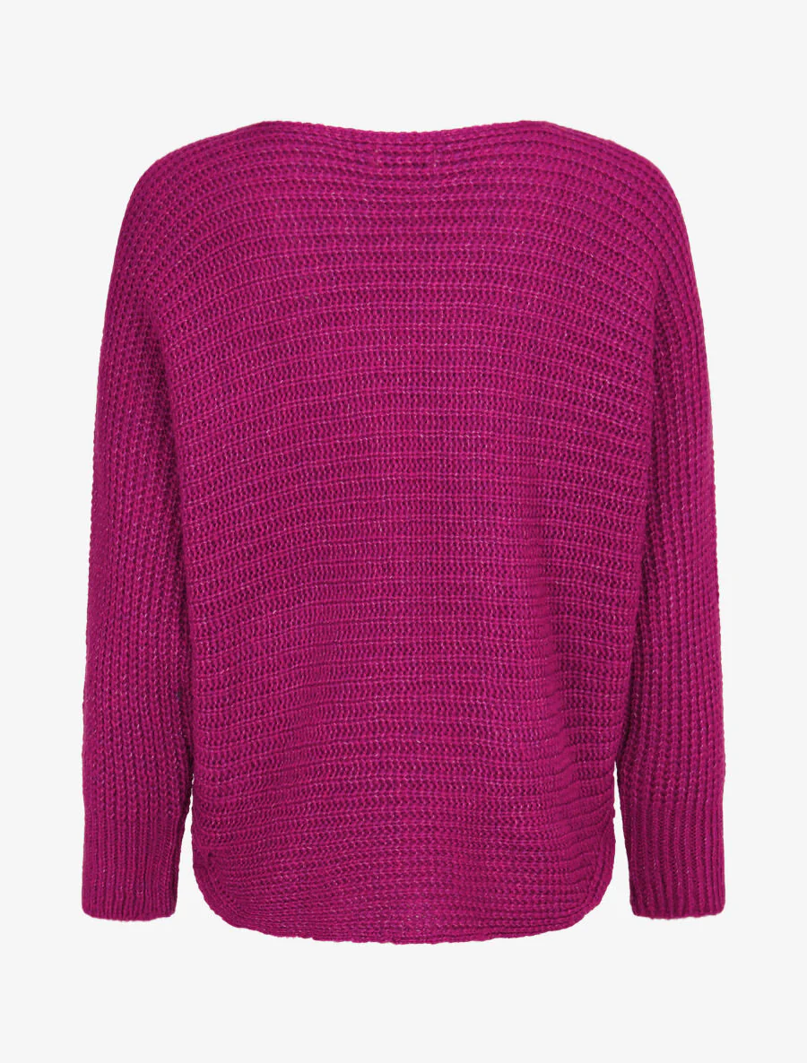 Dolman-trui in grof ribbreisel - violet - Image 2