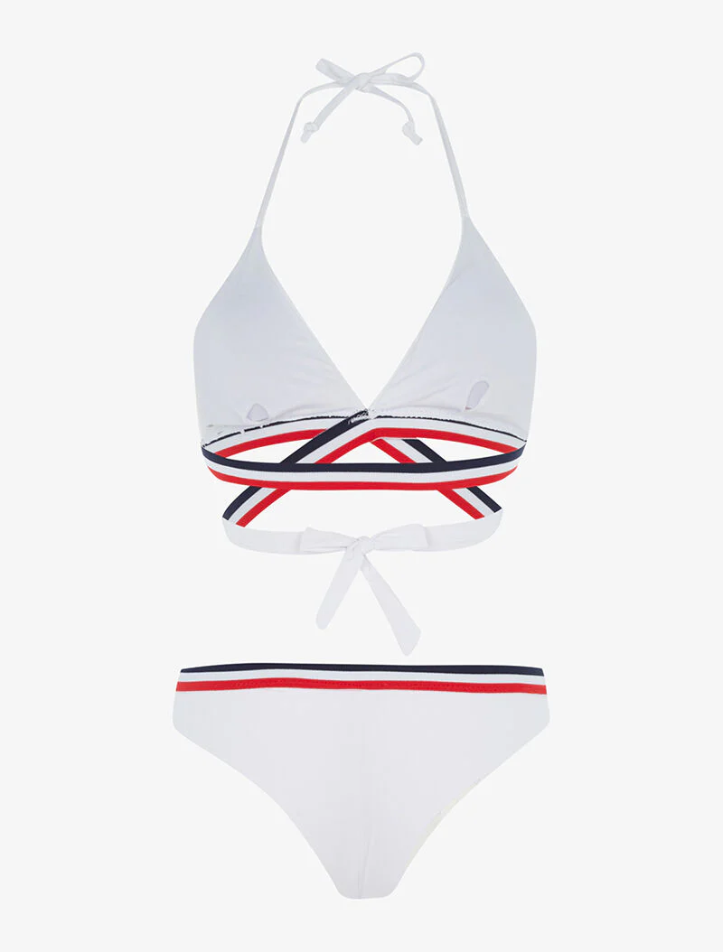Trikleurige bandjes triangelbikini - wit - Image 2