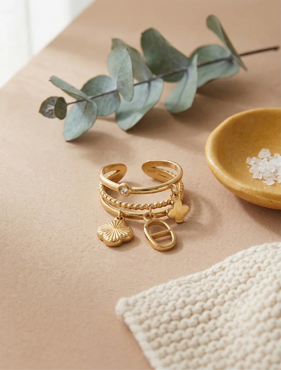 Drievoudige hangende ring - Goud