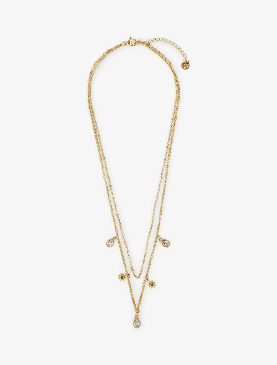 Dubbele ketting met zirkoon en sterren - Goud - Image 2