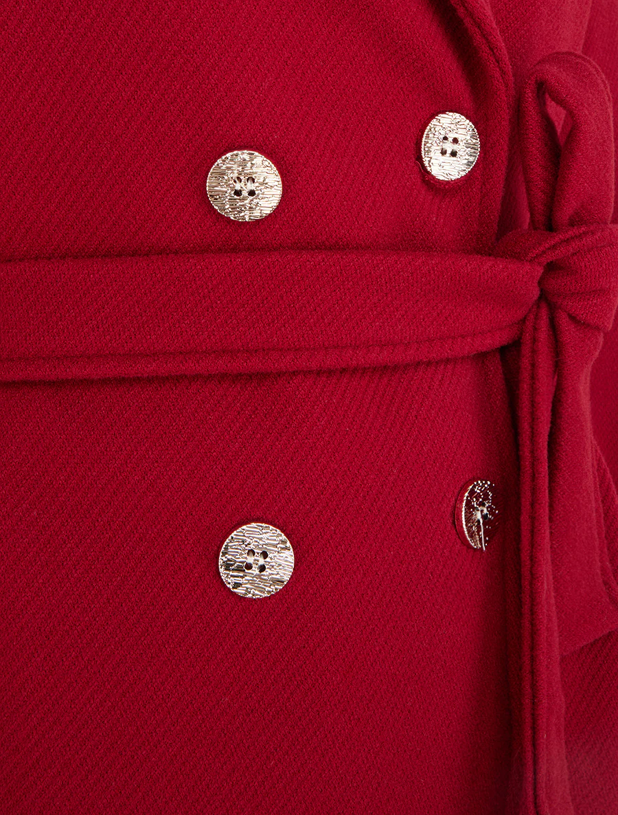 Dubbele rij knopen rechte mantel - Rood - Image 3