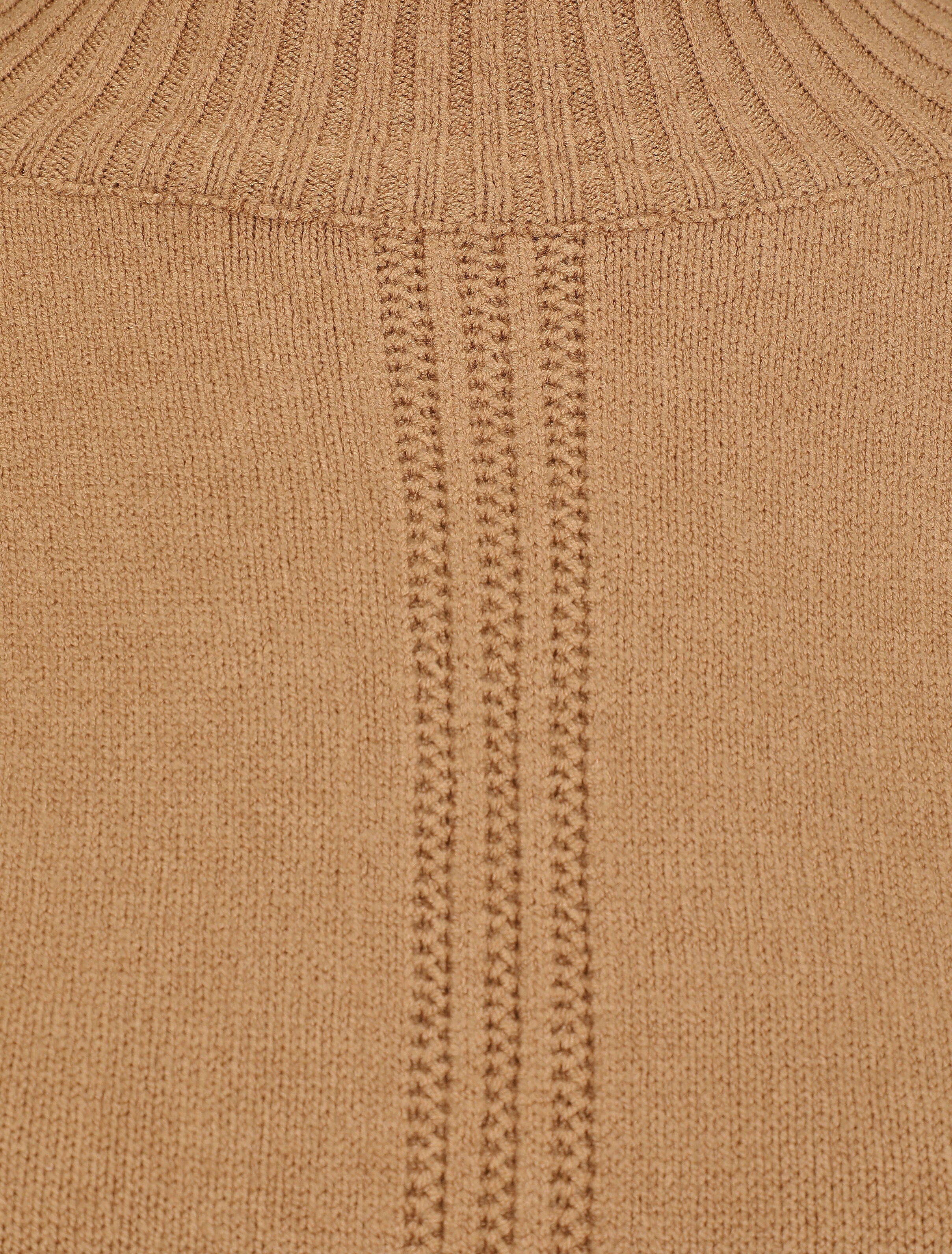 Dunne effen trui met opstaande kraag - Camel - Image 3