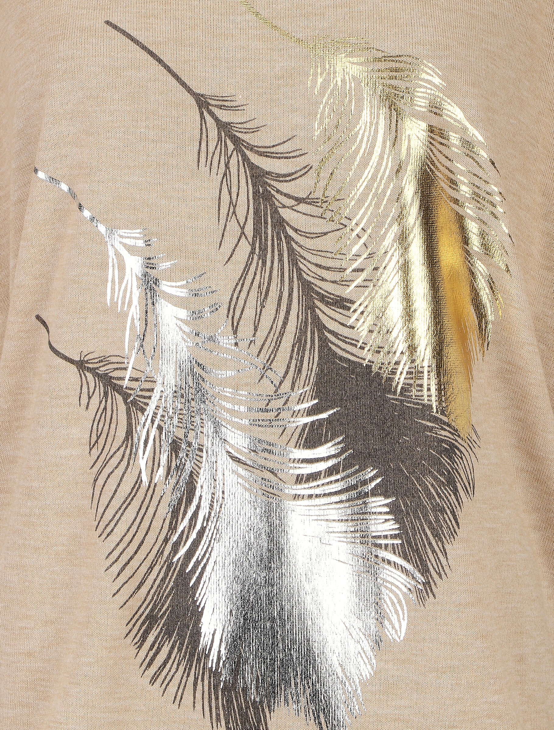 Dunne trui met iriserende 4-veren print - beige - Image 3