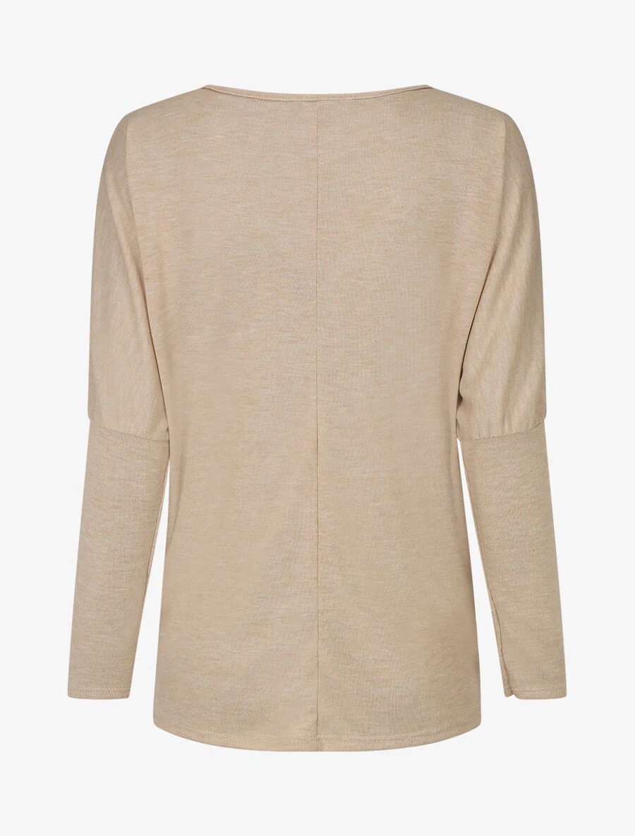 Dunne trui met iriserende veren print - Beige - Image 2