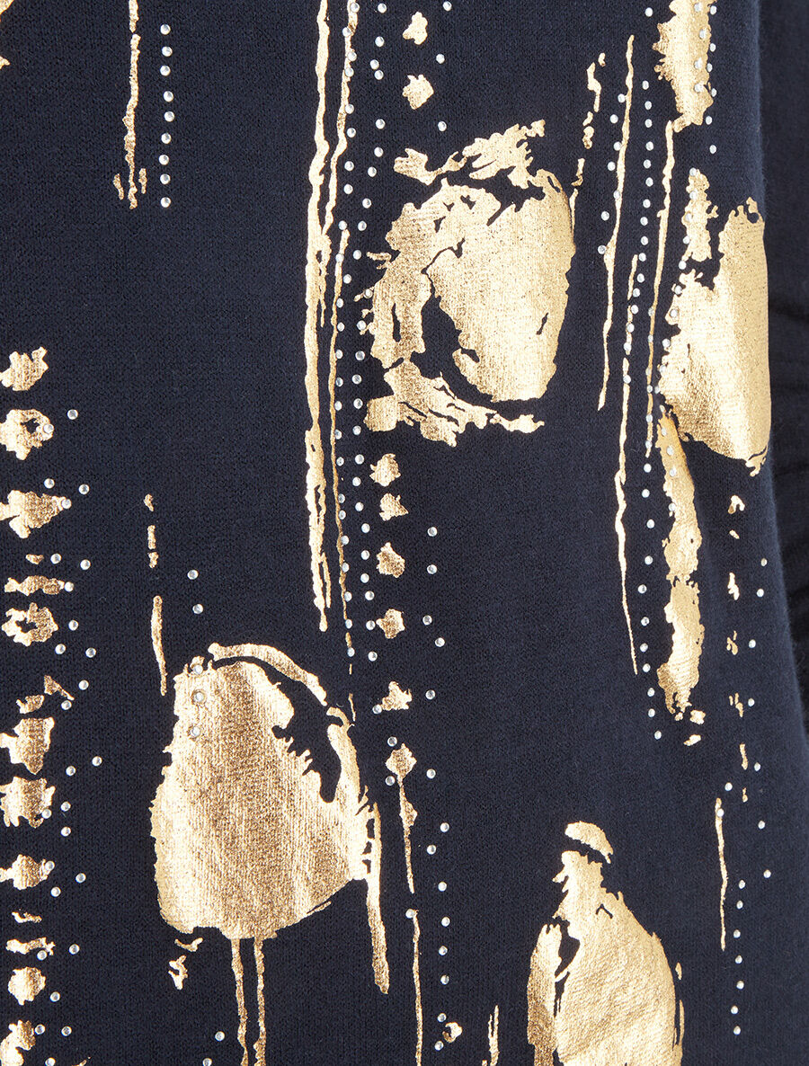 Dunne trui met lange oprolbare mouwen - Marineblauw - Image 3