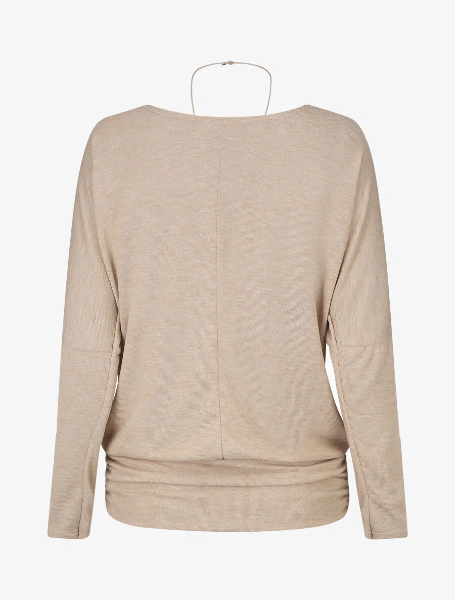 Dunne trui met ronde hals - Beige - Image 2