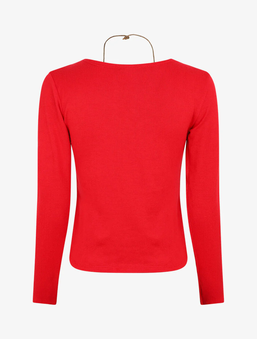 Dunne V-hals imitatie trui - Rood - Image 2