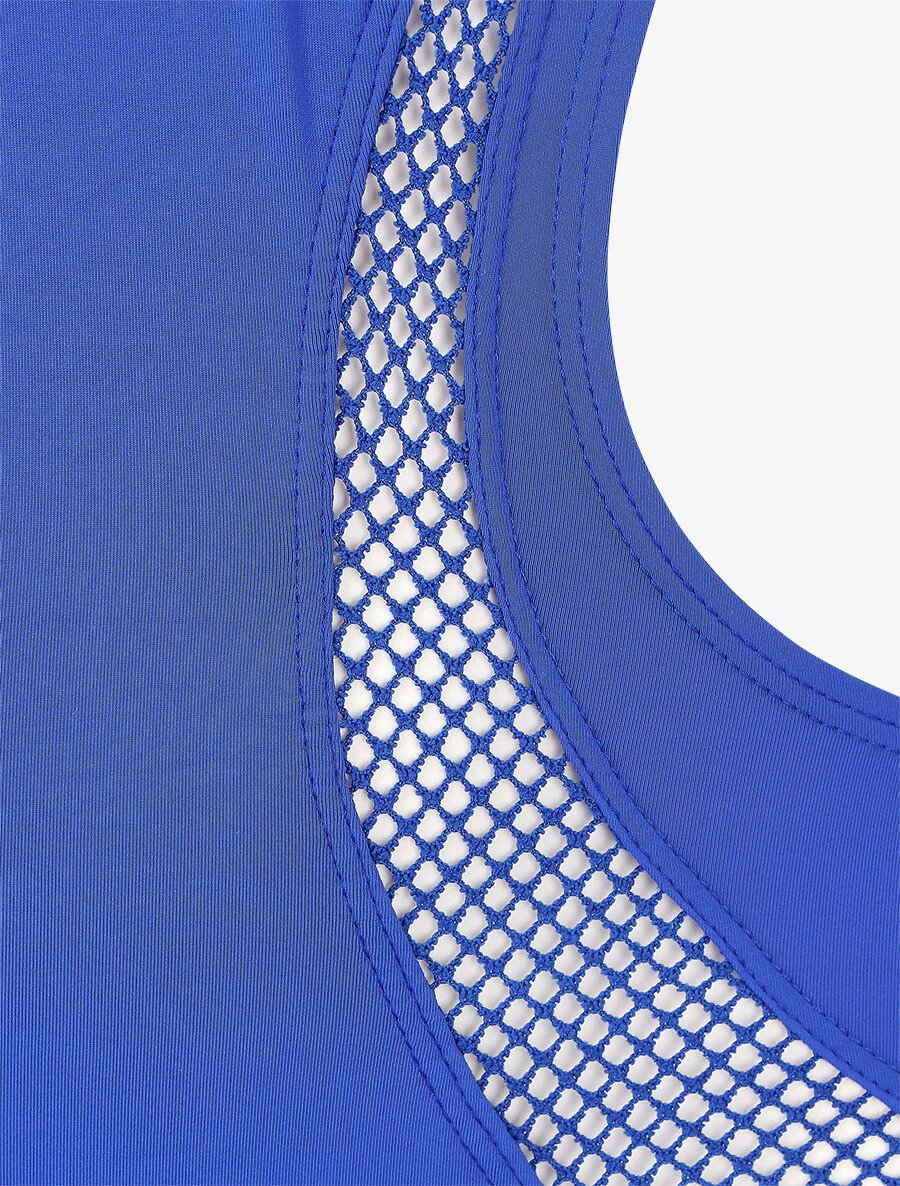 Een badpak met netstof inzetstukken - Elektrisch blauw - Image 3
