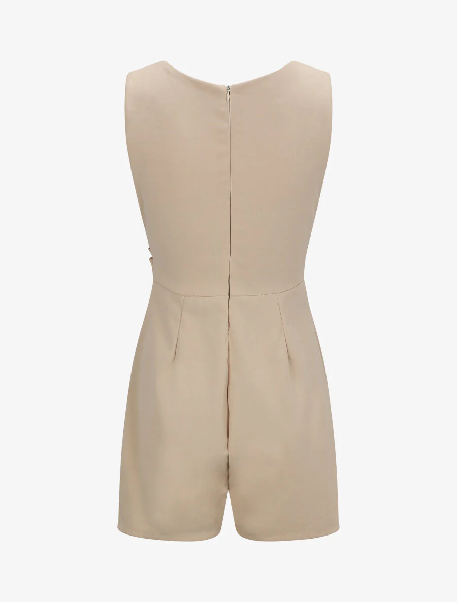 Een eenkleurige hartvormige jumpsuit - Beige - Image 2