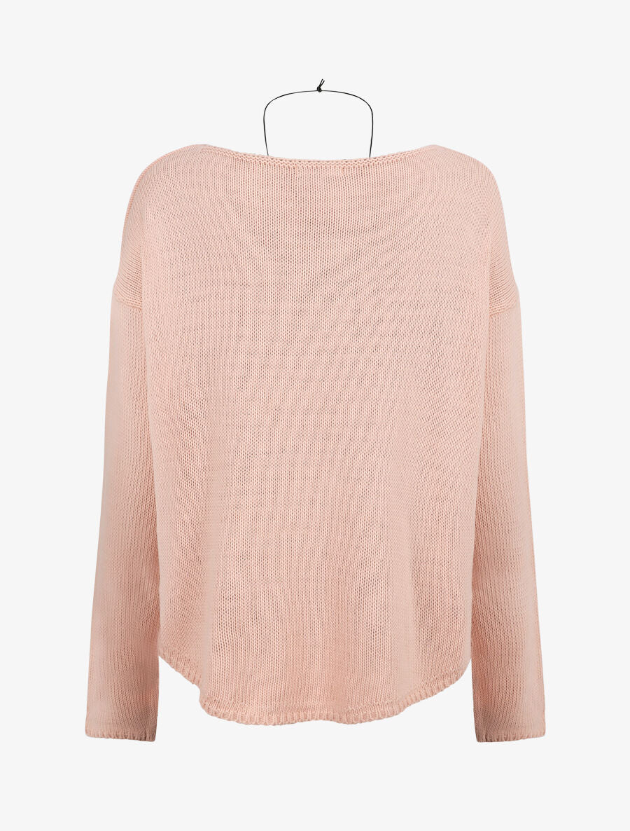 Een effen boot hals - Roze - Image 2