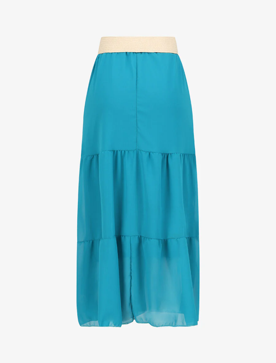 Een effen lange zijden rok - Blauwgroen - Image 2
