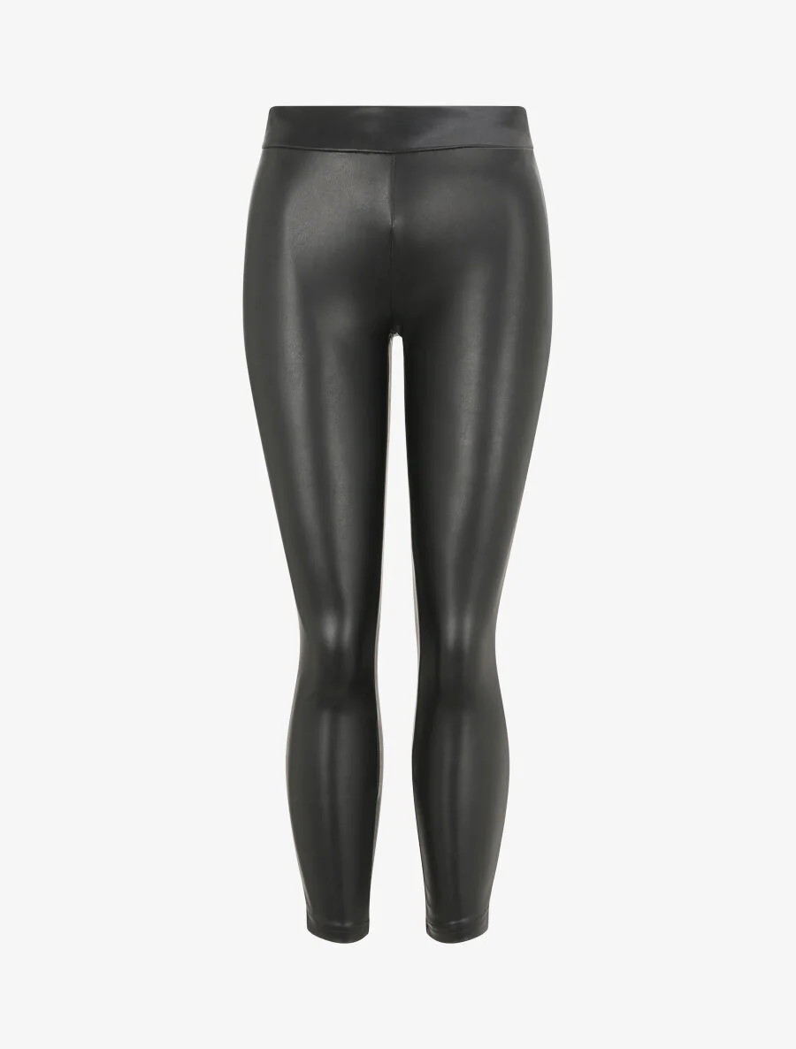 Een effen legging van imitatieleer - Zwart