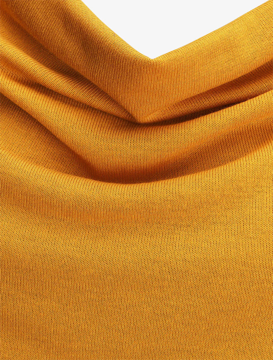 Een effen trui met een bijenkorfhals en een ketting - Mosterdkleurig - Image 3