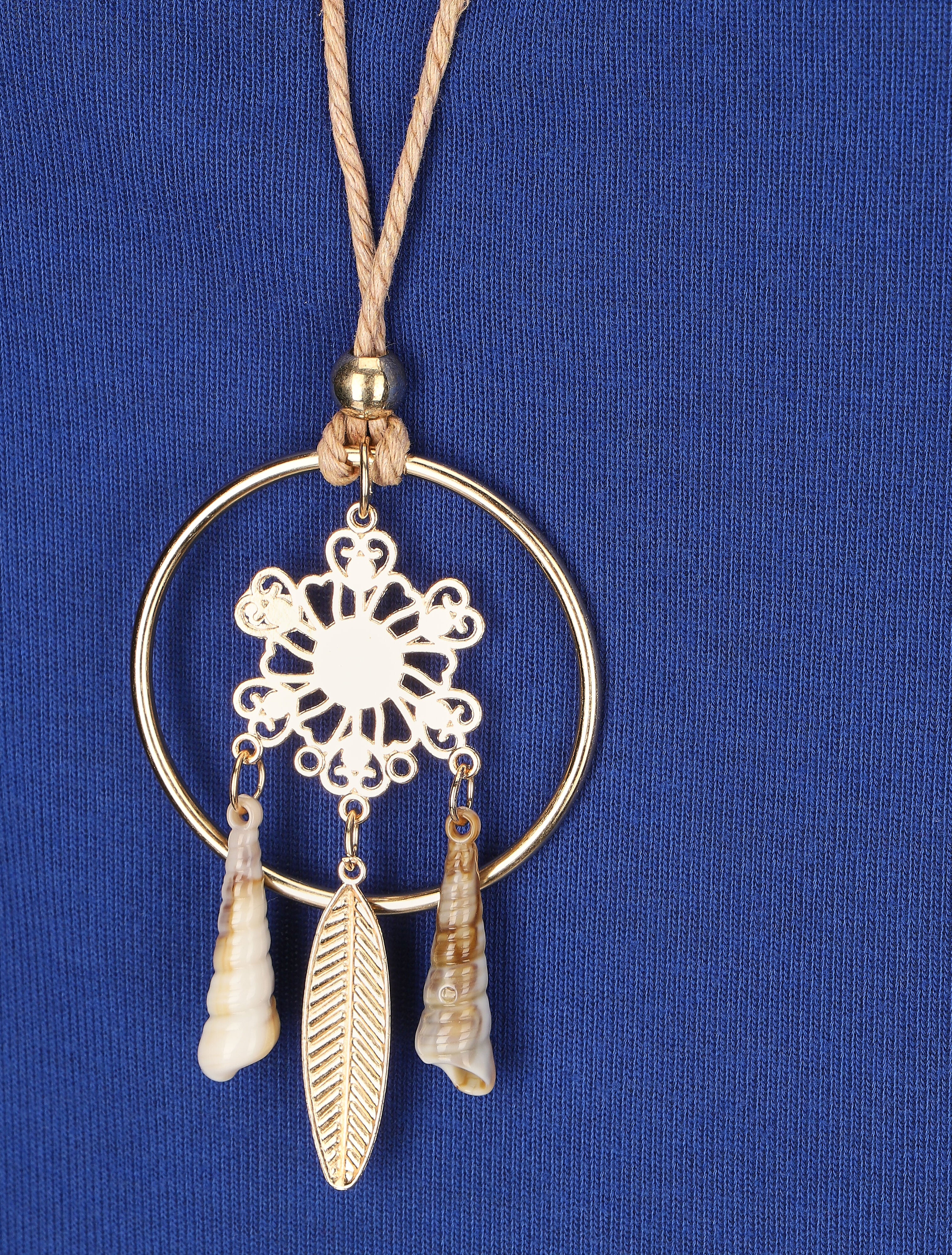 Een effen trui met een bijenkorfhals en een ketting - elektrisch blauw - Image 3