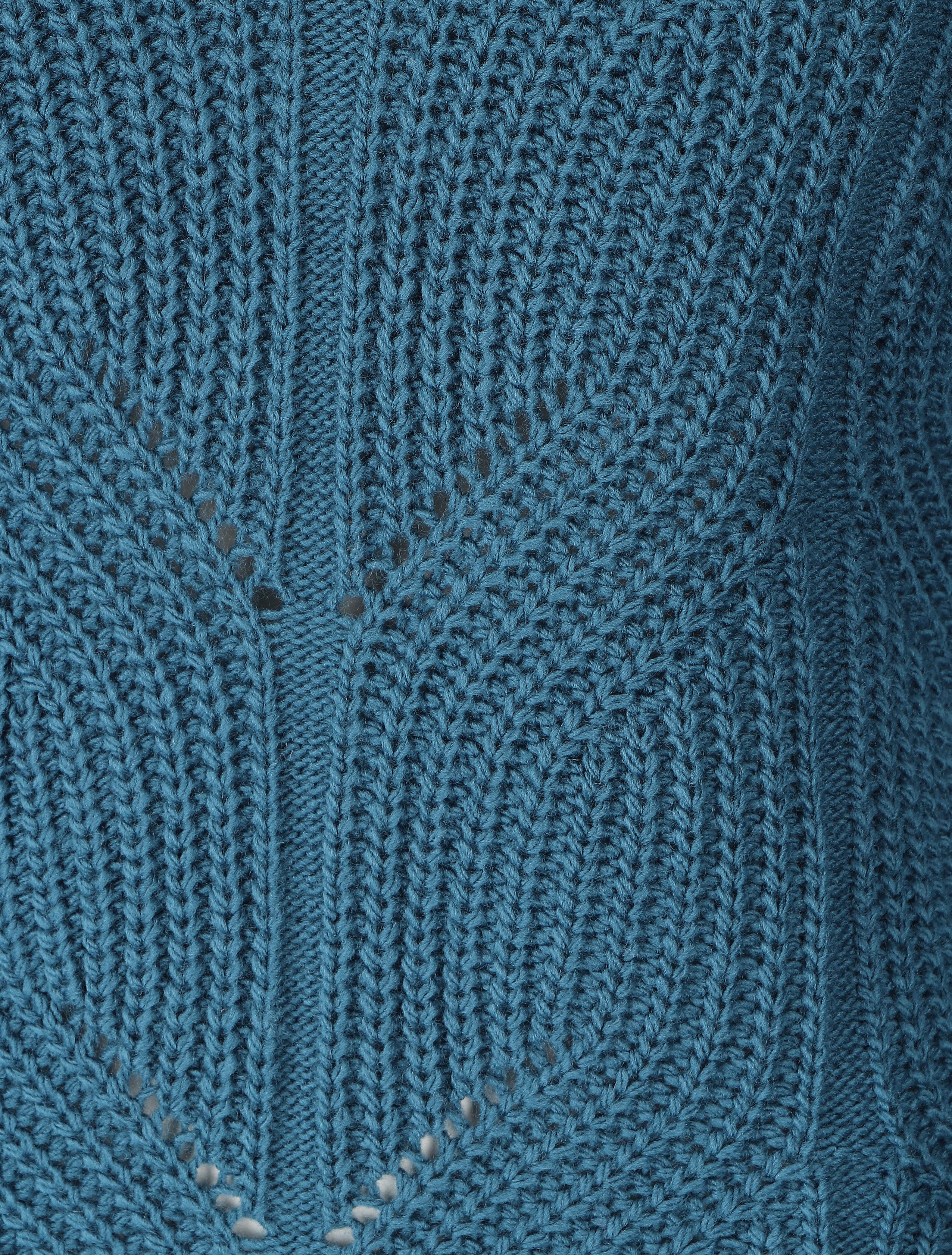 Een effen trui met een ronde hals in een grote tricotsteek - Blauwgroen - Image 3