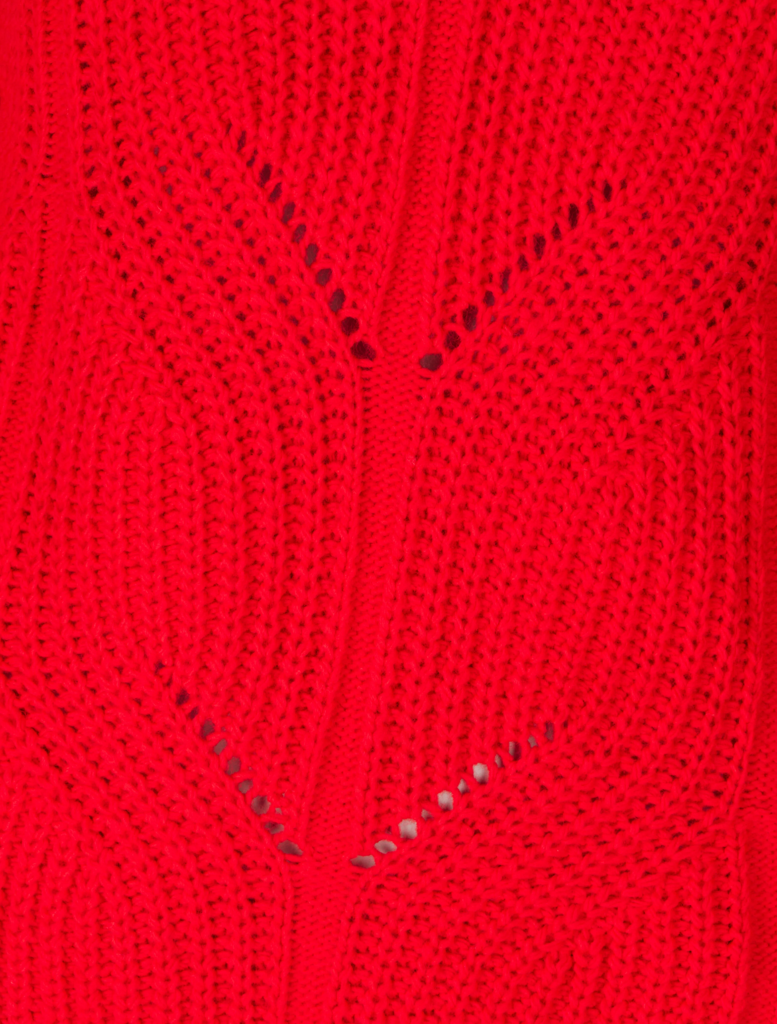Een effen trui met een ronde hals in een grote tricotsteek - Rood - Image 3
