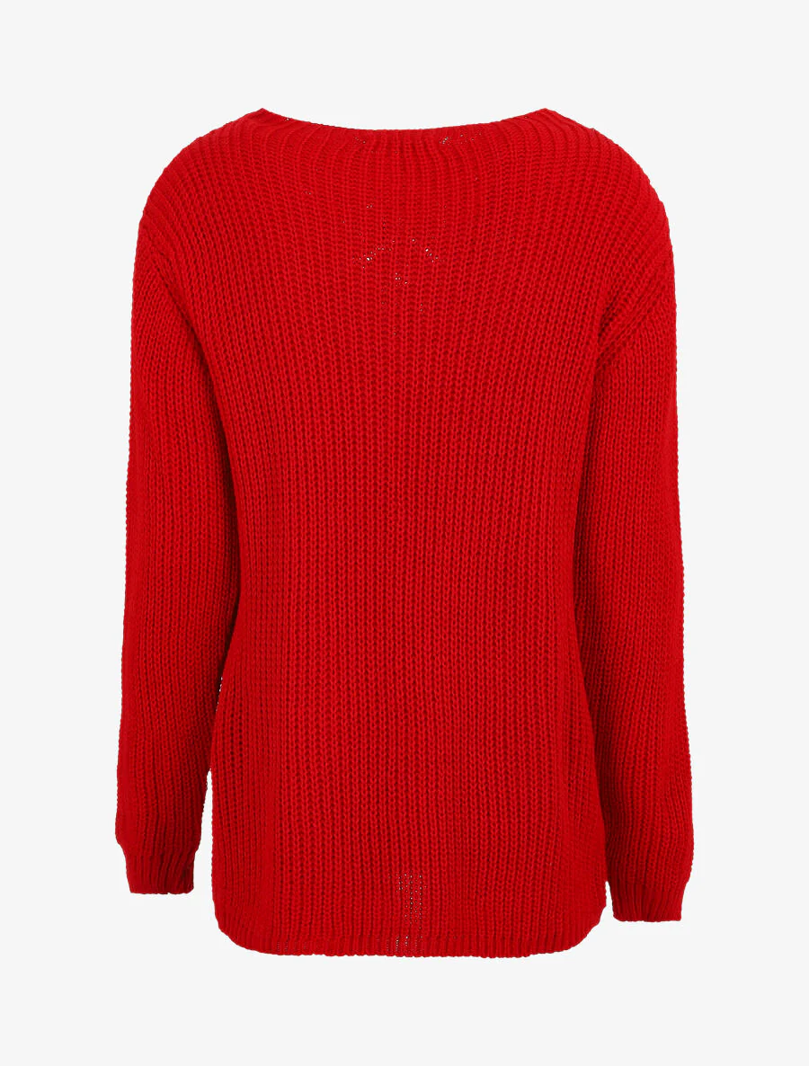 Een lange effen trui - Rood - Image 2