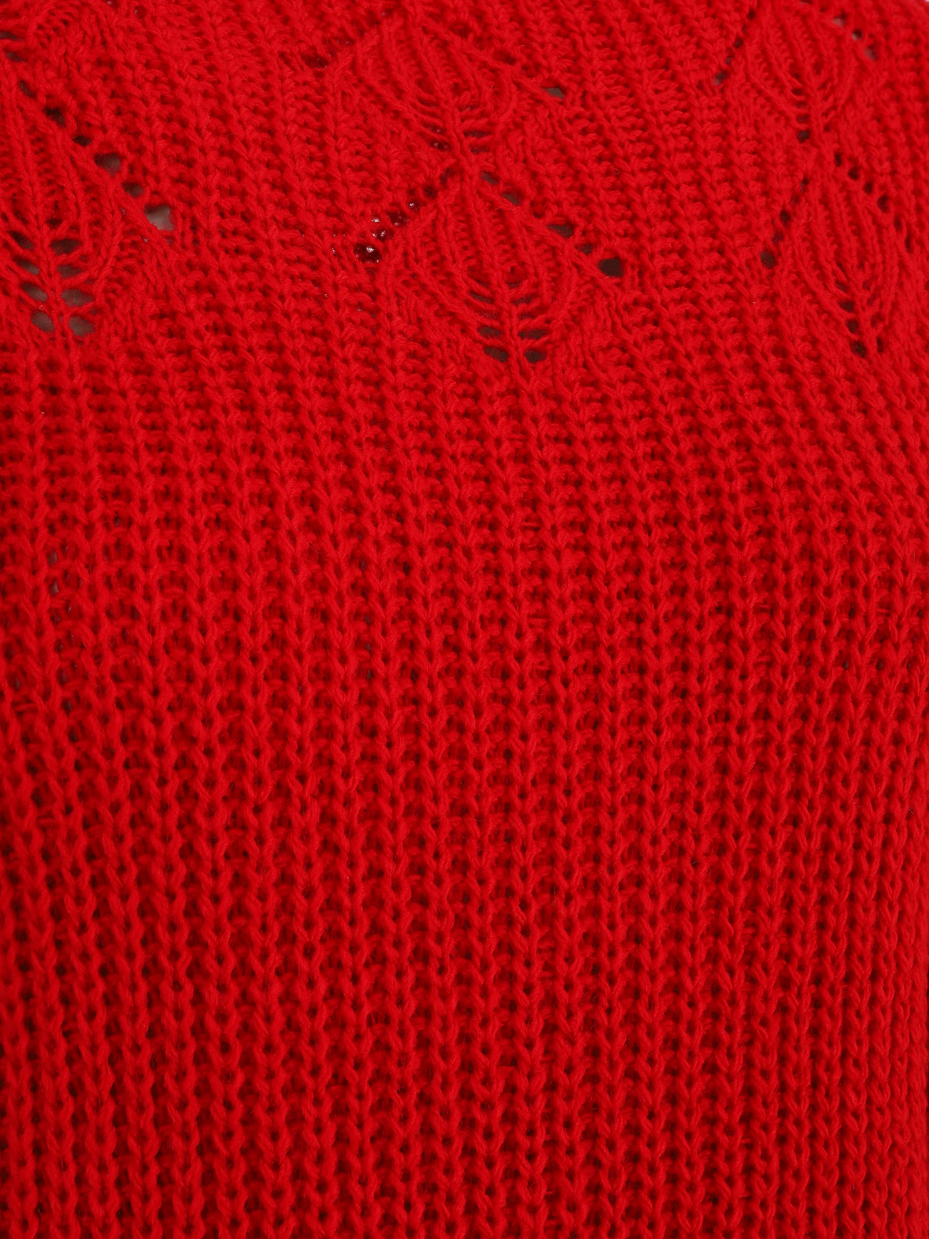 Een lange effen trui - Rood - Image 3