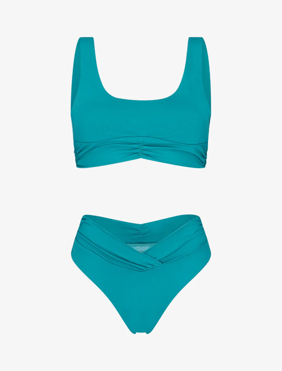 Eenhoorn hoge taille V-vorm bikini - Blauwgroen