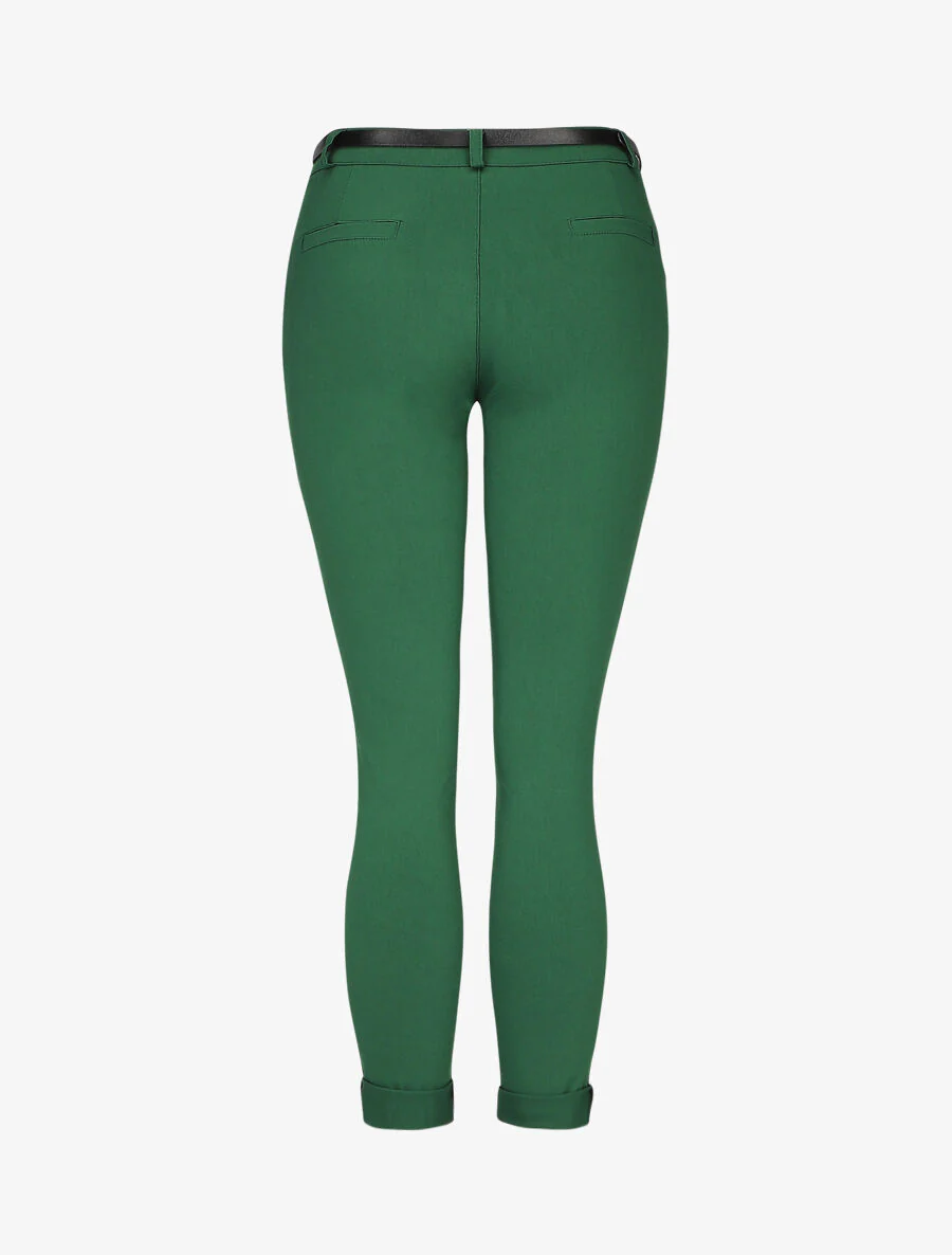 Effen 7/8 broek met revers - groen - Image 2
