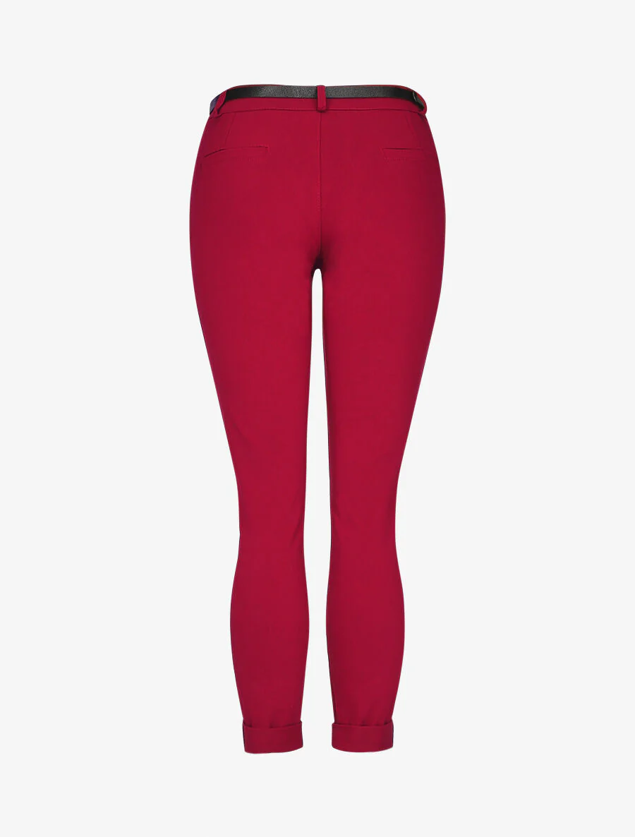 Effen 7/8 broek met revers - Bordeauxrood - Image 2