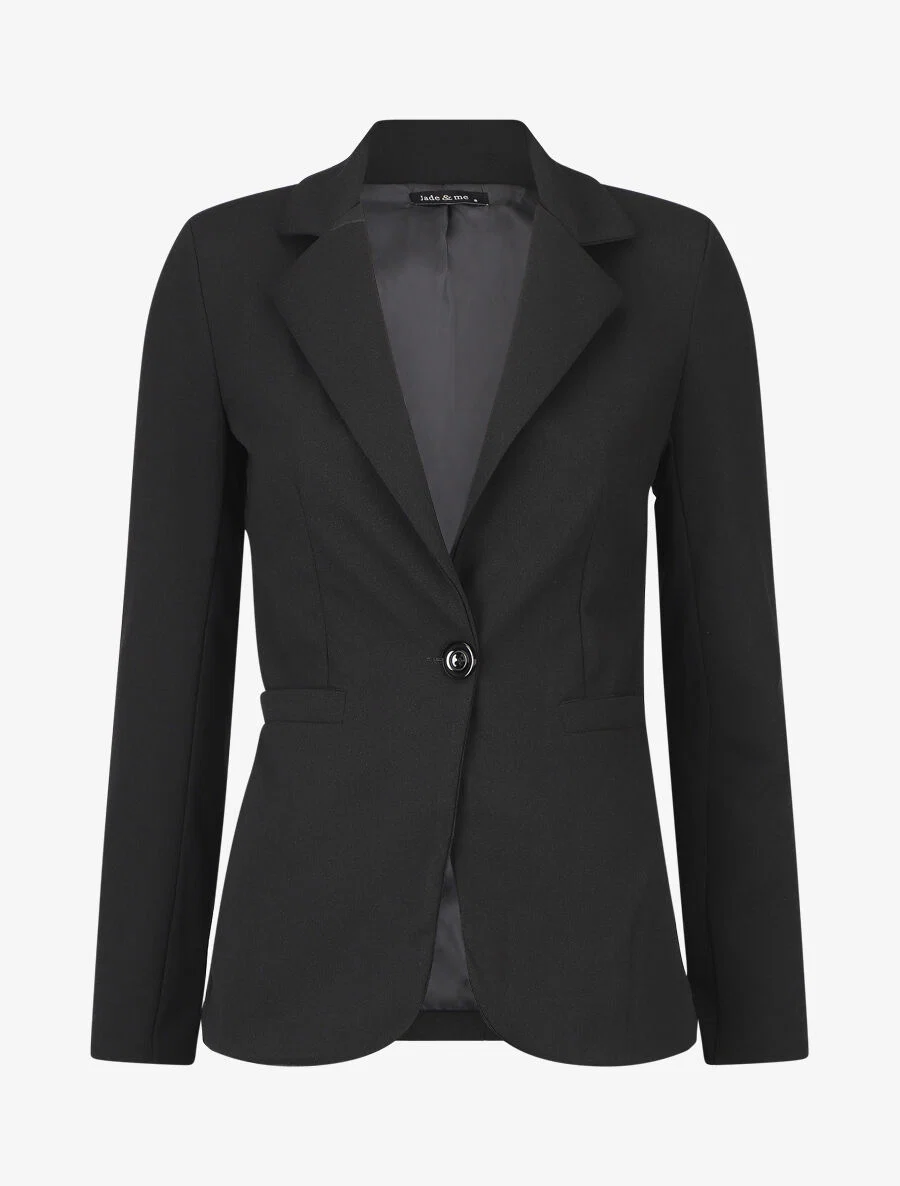 Effen blazer met één knoop - zwart