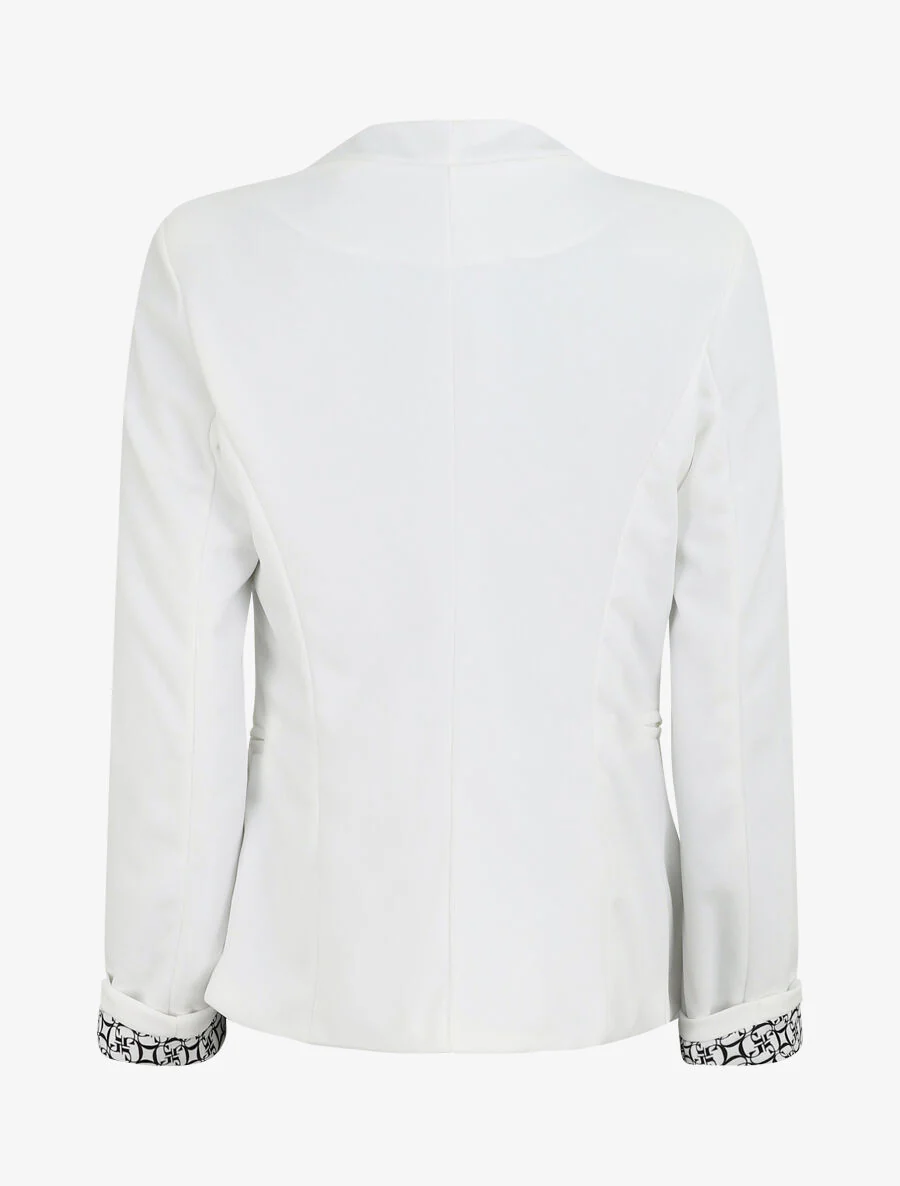 Effen blazer met gedrukte grafische revers - Wit - Image 2