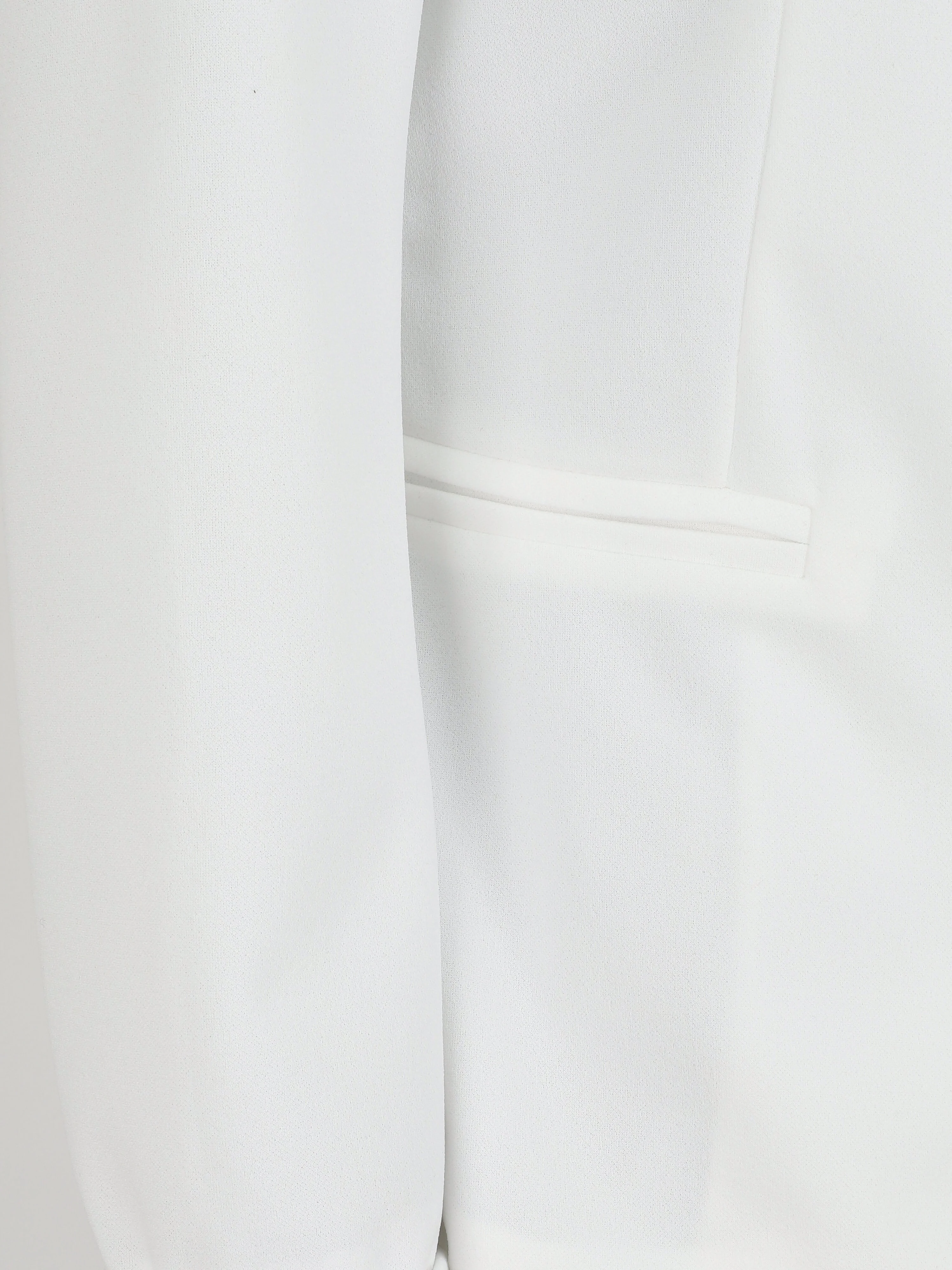 Effen blazer met gedrukte grafische revers - Wit - Image 3
