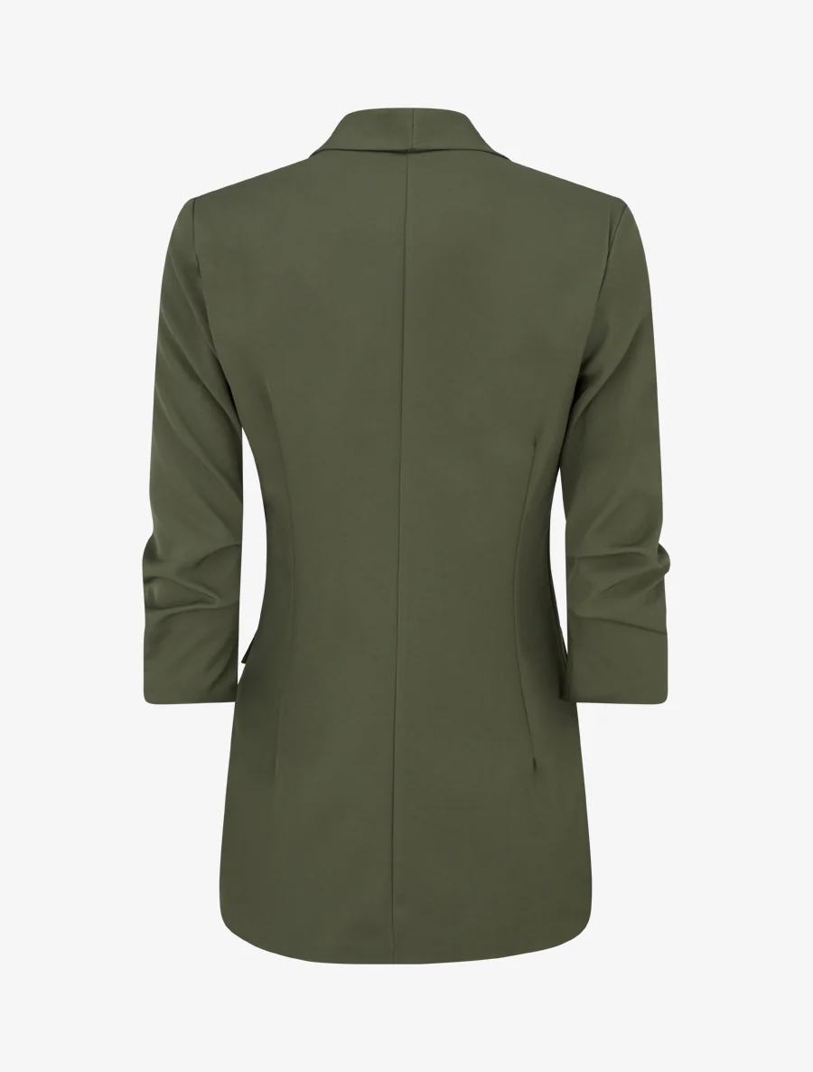 Effen blazer met geplooide mouwen - Kaki - Image 2