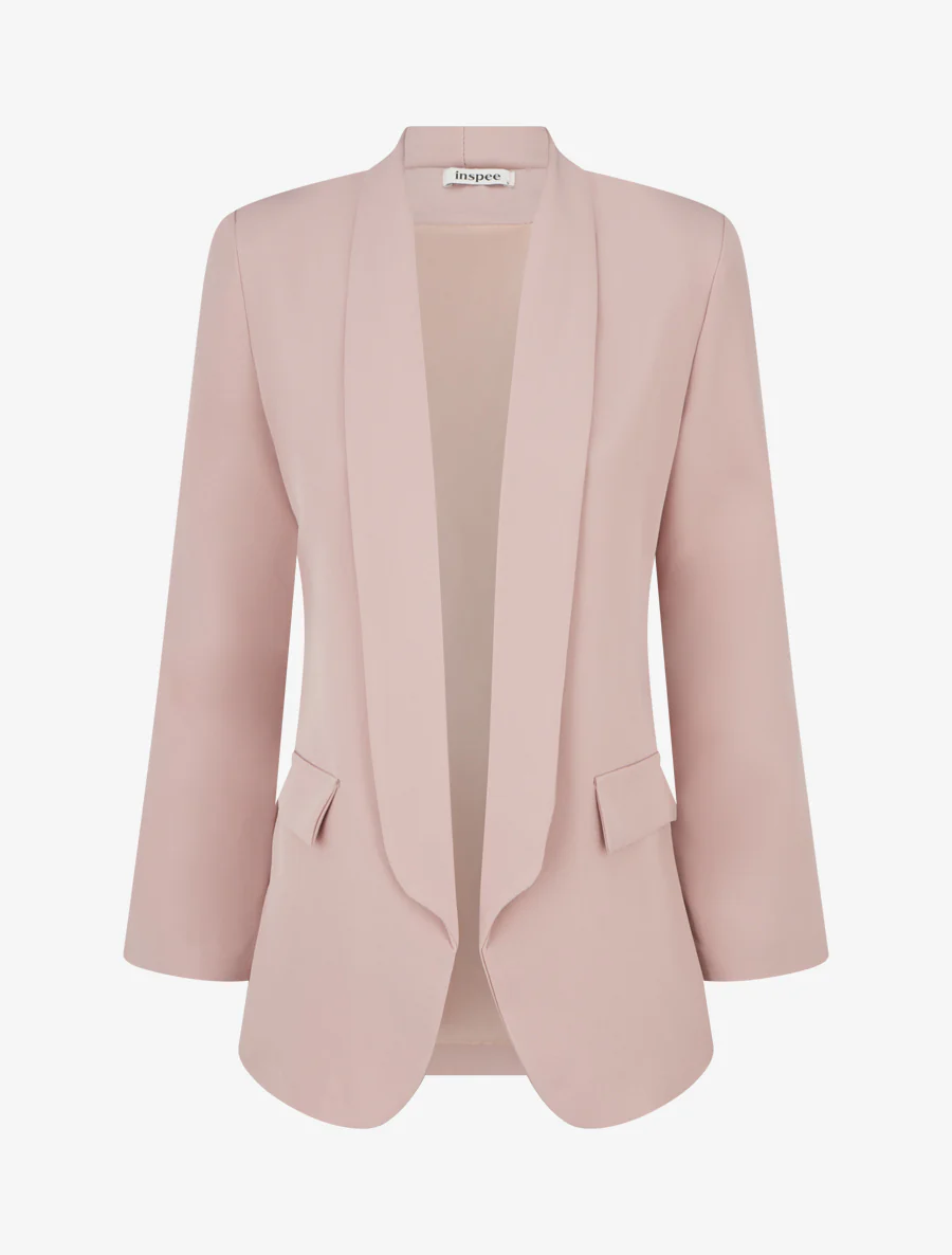 Effen blazer met lange mouwen - Oudroze