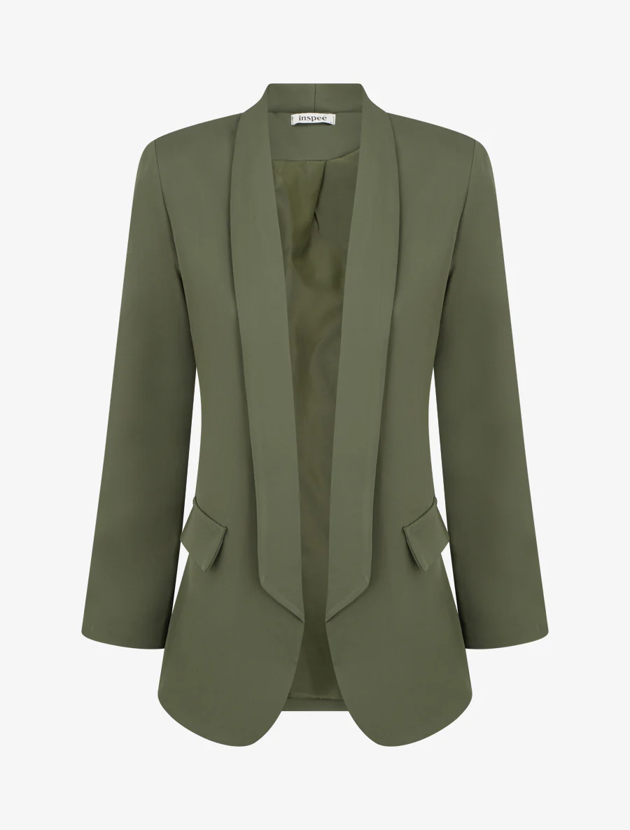 Effen blazer met lange mouwen - Kaki